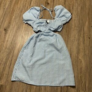 Gingham Midi Dress w/Open Slits on the Side - Size XS